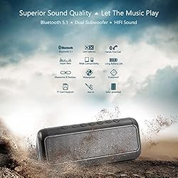 Solar Bluetooth Speaker Portable，5000mAh Wireless