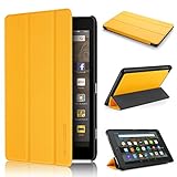 Fire HD 8 Case 7th generation 2017 Release, Swees Slim Folio Protective Leather Smart Case Cover with Stand for All New Amazon Fire HD 8 Tablet with alexa 7th gen 2017 Kids Friendly, Canary Yellow