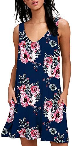 BISHUIGE Women Summer Casual T Shirt Dresses Beach Cover up Plain Pleated Tank Dress
