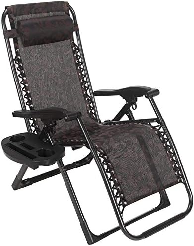 Superworth Heavy Duty Folding Zero Gravity Chairs Beach Chairs Sun Lounger Recliner For Beach Patio Garden Camping Outdoor Square Steel Legs With Free Magazine/Cup Holder Black