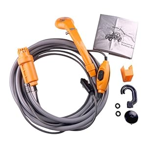 LIEBMAYA 12 V sigarettenaanstekerbus outdoor campingdouche met dompelpomp voor auto, caravan en camper, geel