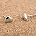 Acxico 925 Sterling Silver Shiny Side Heart Shape Stud Earrings