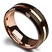 King Will Duo 8mm Brown Brushed Tungsten Carbide Wedding Band Ring Thin Rose Gold Groove Comfort Fit
