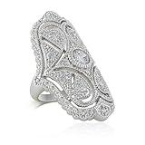Jankuo Jewelry Rhodium Plated Symmetrical Shape Vintage Style Cubic Zirconia Ring