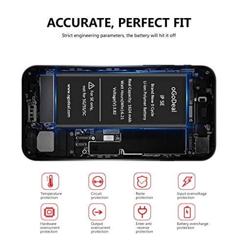 oGoDeal Battery Replacement for iPhone SE Battery Repair Kit, 1624mAh A1723, A1662, A1724 365 Days Warranty