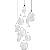 Kuzco Lighting Victoria 9-Light Multi Pendant | Chrome Finish | Modern LED Cluster Chandelier | Clear Outer Glass with Froste