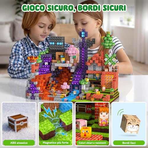 Costruzioni Magnetiche per Bambini 150 PCS 2CM 3+ Giochi Cubi Magnetici, Blocchi Building Blocks Giocattoli Montessori a Partire da 3 4 5 6 7 8 9 10 11 12 Anni Regali di Compleanno per Ragazzi