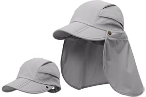 LLmoway Men Women Safari Fishing Sun Cap with Removable Neck Flap Quick Dry Hats