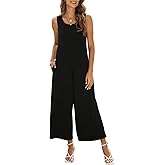 Nfsion Women's Summer Casual Loose Tank Jumpsuit Sleeveless Crewneck Jumpsuit Romper Outfits with Pockets