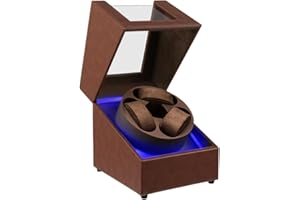 J&T Technology Watch Winder for Automatic Watches,Automatic Watch Winder with LED Light,Rotating Watch Case with Japanese Quiet Motor,4 Rotation Modes,USB Type C