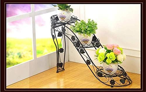 3 Tier Iron Flower Stand,Indoor High Heel Wrought Flower Pot Stand Outdoor Living Room Balcony Flower Plant Stand,B