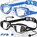 COOLOO Swim Goggles Men, 2 Pack Swimming Goggles for Women Kids Adult Anti-Fog,Black & Blue