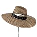 MinLee/Star/Vivian UV 50+ Designed Band Wide Brim Straw Hat - Palm Black OSFM