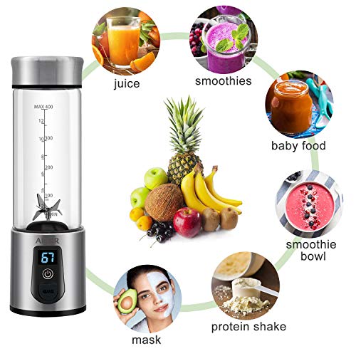 Portable Blender, Personal Smoothie Blender with USB Rechargeable, AHNR