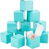 PH PandaHall 30pcs Mini Gift Boxes Blue Paper Boxes Corrugated Cardboard Boxes Small Paper Gift Packaging Box Foldable Cardboard Ring Treat Earring Tiny Favor Jewelry Boxes for Wedding 2x2x2 Inch