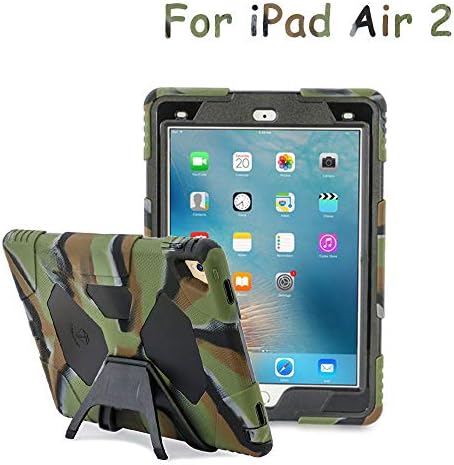 iPad Air 2 Case Full-Body Rugged Silicone Protective Case with Shockproof Drop Proof Protection Cover Case for iPad Air 2 (ARY/Black)