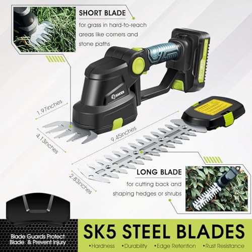 Saker 20V Cordless Hedge Trimmer,2 in 1 Bush Trimmer with 2 Battery photo 8