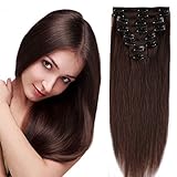 100% Real Remy Clip in Hair Extensions 16-22inch Grade AAAAA Natural Hair Full Head Standard Weft 8 Pieces 18 Clips Long Smooth Soft Silky Straight for Women Fashion (20