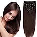 100% Real Remy Clip in Hair Extensions 16-22inch Grade AAAAA Natural Hair Full Head Standard Weft 8 Pieces 18 Clips Long Smooth Soft Silky Straight for Women Fashion (20