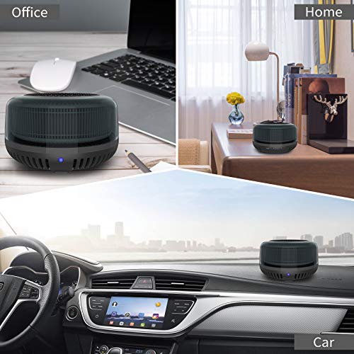 QUEENTY Air Purifier for Car, HEPA Car Air Purifier with Activated Carbon Filter, Mini Air Ionizer for Vehicles, Auto, Office and Small Space with Car Charger