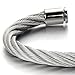 COOLSTEELANDBEYOND Large Elastic Adjustable Steel Cuff Bangle Bracelet for Men Women Silver Color