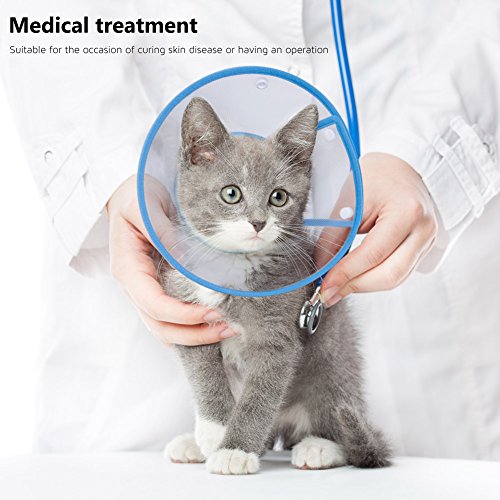 PETBABA Cat Cone Collar in Recovery, Clear Elizabethan Not Block Vision, Soft Padded E-Collar Protect Neck, Suitable Kitten Puppy Dog Pet in Surgery Remedy Grooming - S in Blue