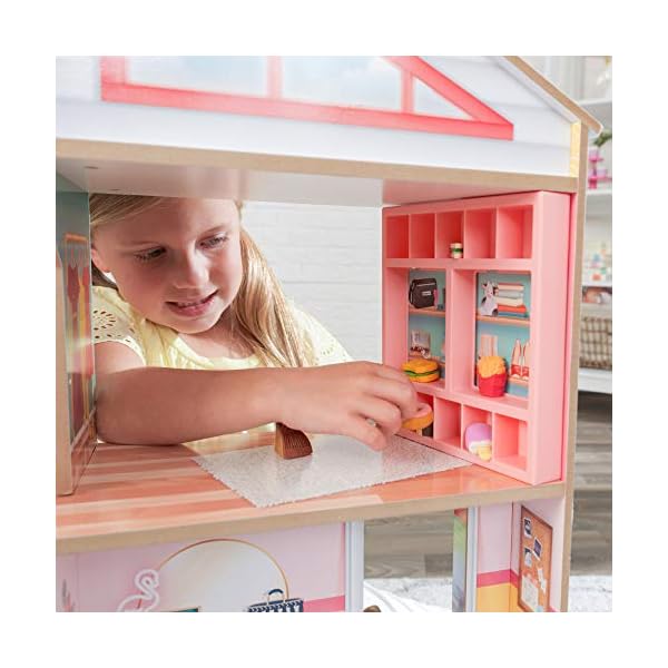 KidKraft 10064 Charlie Puppenhaus aus Holz mit Möbeln und Zubehör Spielset mit 3 Spielebenen für Puppen bis 18 cm – Bild 8