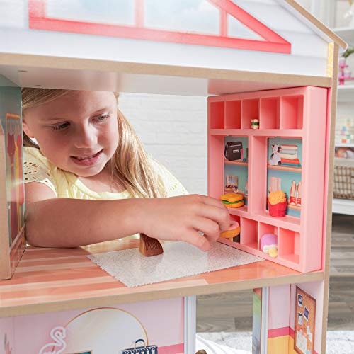 KidKraft 10064 Charlie Puppenhaus aus Holz mit Möbeln und Zubehör Spielset mit 3 Spielebenen für Puppen bis 18 cm – Bild 8