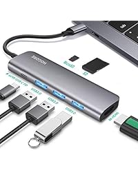 Hub USB C, HOGORE Modular Thunderbolt 3 Adaptador USB C Base para MacBook Pro 2018 2017 2016 13" 15" Gigabit Ethernet, 40Gbps TB3, 100W Passthrough Charging, 4K HDMI, SD MicroSD Reader