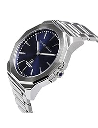 Perry Ellis Reloj para hombre Reloj de cuarzo analógico Decagon unisex con banda de acero inoxidable Reloj de regalo impermeable para mujer Regalos de aniversario para hombres Moda Reloj de pulsera casual de negocios de lujo