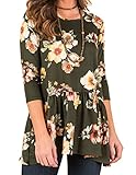 KISSOURBABY Womens Casual Floral Print 3 4 Sleeve Top Shirt with Loose Bottom