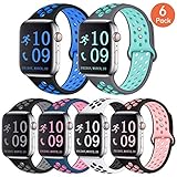 Zekapu Compatible with Apple Watch Band 40mm 38mm, for Women Men, S/M, 6-Pack, Breathable Silicone Sport Replacement Wrist Band Compatible for iWatch Series 4/3/2/1
