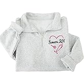 IZI POD Embroidered Nurse Sweatshirt, Embroidered for Nurse Zip Sweatshirt, Gift for Women, RN LPN APRN CNA, Nursing Student
