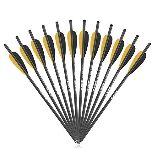 Musen 20 Inch Carbon Archery Crossbow Bolts, Crossbow Arrows with Removable Tips, Hunting and Target Practice Crossbow Bolts, 12 Pack Yellow