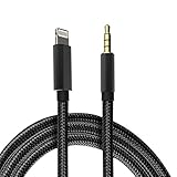 3.5mm Stereo AUX lightning Audio Cable, Supporting iOS 9.0 or Above, Lightning to Built-in Certified Chip AUX Cable, 3ft Nylon Lightning AUX Cable for iPhone X/ 8/7/7 Plus/6s/6/6Plus (Black)