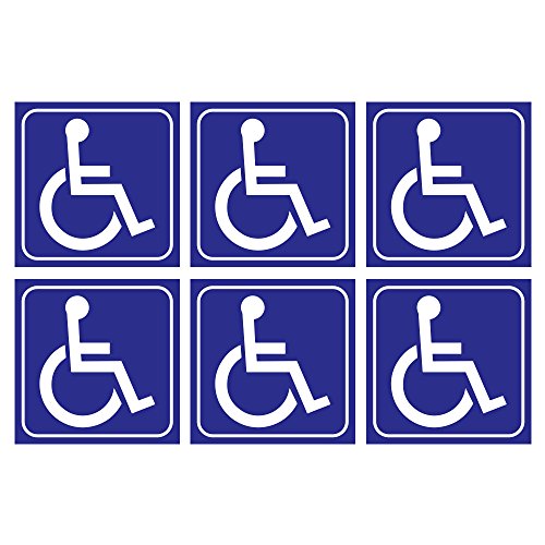 Buy (6 Pack) Handicap Wheelchair Vinyl Laminated Stickers 3 x 3 Inch