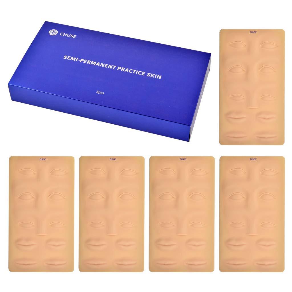 CHUSE Microblading Practice Skin 3D Eyebrow+Lips Cosmetic Permanent Makeup Tattoo Training Sheet 14.8 x 26.2 x 0.14cm (5 pieces of pack)