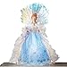 Collections Etc Fiber Optic Winter Angel Christmas Tabletop Figurine Decoration with White Lace Gown and Color Changing Wings