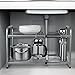 HOMFA Under Sink Expandable Cabinet Organizer Storage Rack Kitchen and Bath Multipurpose Tidy Stacking Shelf 2 Tier