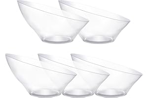 Bestluck 12pack Clear Plastic Serving Bowls for Party,20oz Disposable Serving Bowl,Angled Bowls for Wedding Party Chip, Candy, Salad,Fruit