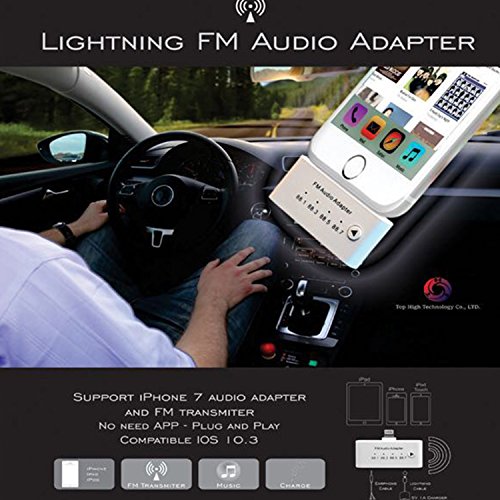 DISDIM 3in1 Lightning to 3.5mm Famle Aux FM Audio Adapter with 8Pin Female Charger Port for iPhone 8/8 Plus, iPhone 7/7 Plus,iPhone 6/6 Plus,iPad Plug and Play