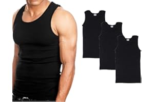 Goyoma Multipacks Mens 100% Cotton Tank Top White/Black Wife Beater A-Shirt Undershirt