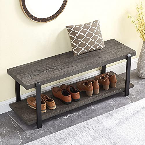 EXCEFUR Shoe Bench, Industrial Entryway Bench with