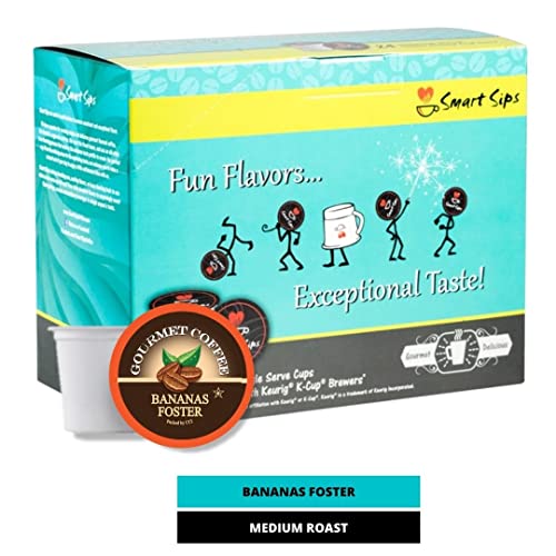 Bananas Foster Coffee, Medium Roast Gourmet Flavored Coffee Pods, 24