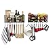 Wall35 Amalfi Metal Wire Baskets for Kitchen Pantry Organization and Storage, Wall Mounted Fruit Basket Set of 2 with 20 S Hooks, Black