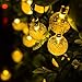 Solar Crystal Ball String Lights,WONFAST Waterproof 20ft 30 LED Crystal Globe Fairy Lights with 2 Modes Crystal Ball Globe Lights for Garden Yard Christmas Decorations(Warm White)