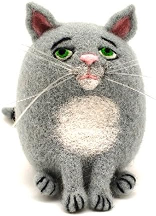 Artec360 Fat Cat Needle Felting Kits for Beginners Merino Wool Roving - Video Instruction 2"x2"x3.2"