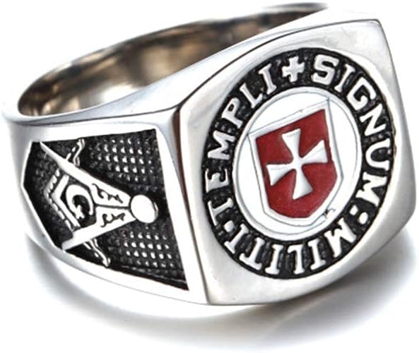 Franc Macon Bague Chevaliere Soldats De L Ordre Du Templier Croix De Malte Templi Signum Militi Amazon Fr Bijoux