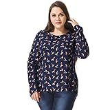 Alya Women Plus Size Birds Print Buttoned Back Top