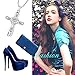 925 Sterling Silver Gem Faith Hope Love Cross Pendant Necklace for Girls and Women, 18